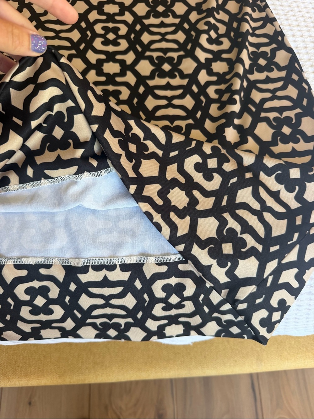 Gretchen Scott Black and Cream Geometric Print Dress - Picture 4 of 6